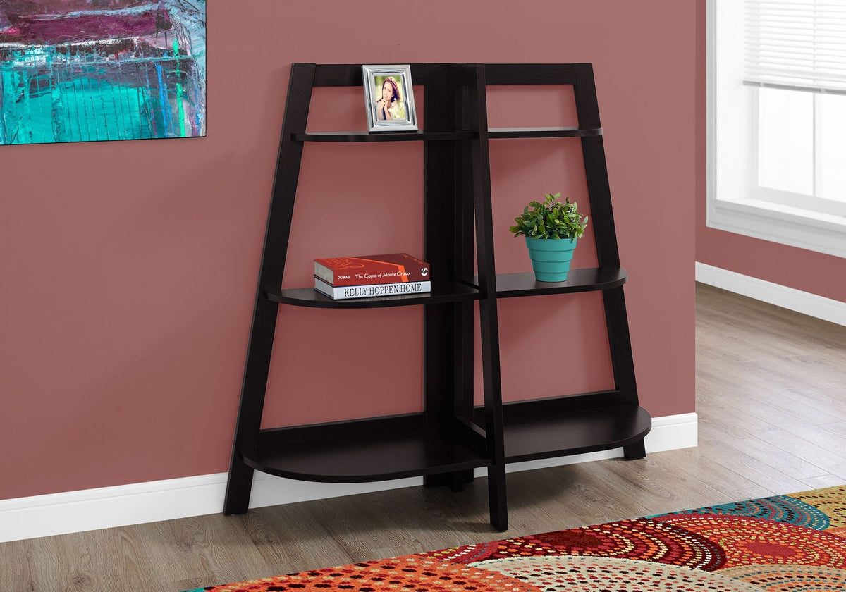 Modern 3 Tier Wood Etagere Bookshelf with Open Design - White, Dark Brown, or Light Brown, photo 4 of 12