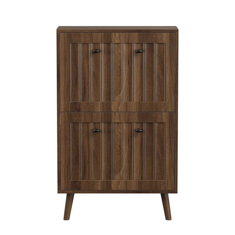 Shoe Cabinet, Upright Storage Unit - Walnut by HouseOfZazla