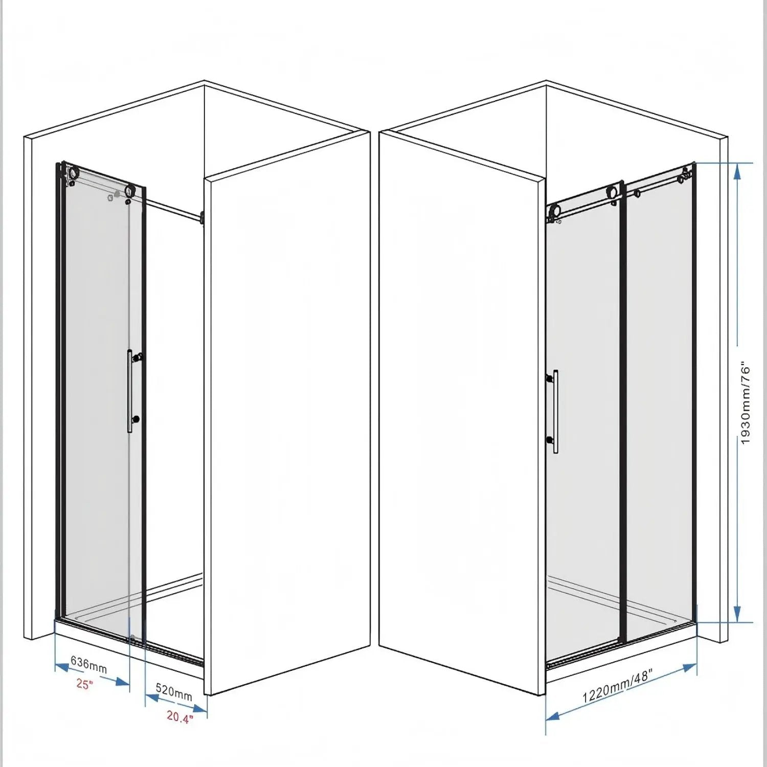 Frameless Shower Door With Handle by HouseOfZazla
