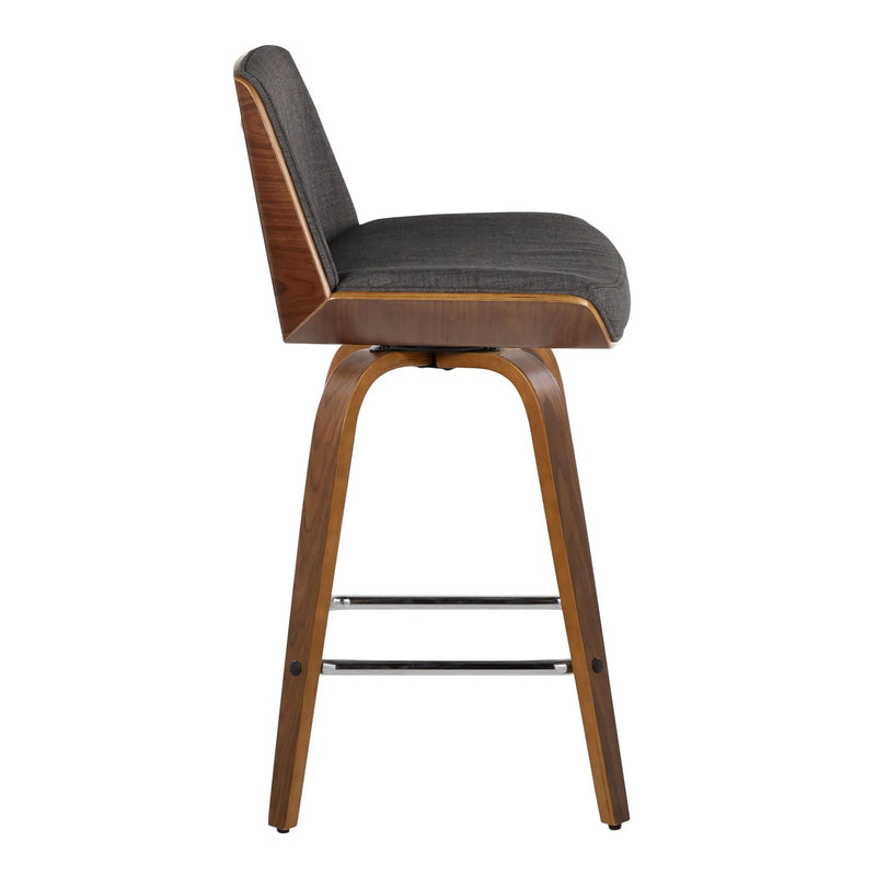 Corazza - Mid Century Modern Fixed Height Counter Stool With Swivel And Square Footrest (Set of 2) by HouseOfZazla