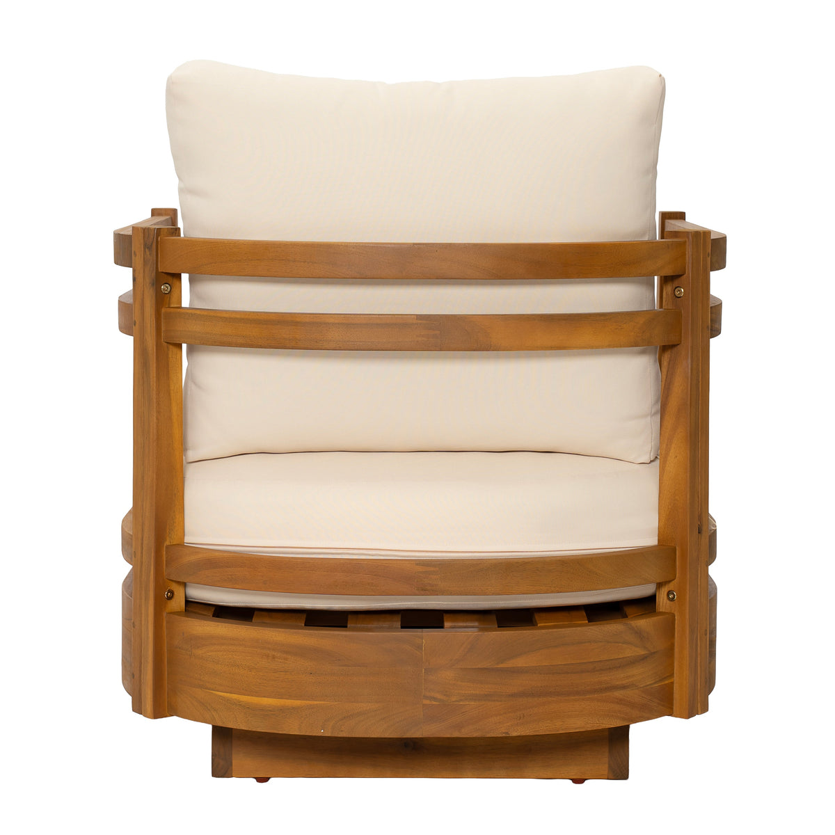 Acacia Wood Outdoor Swivel Chair with Plush Cushions - Natural, photo 10 of 10