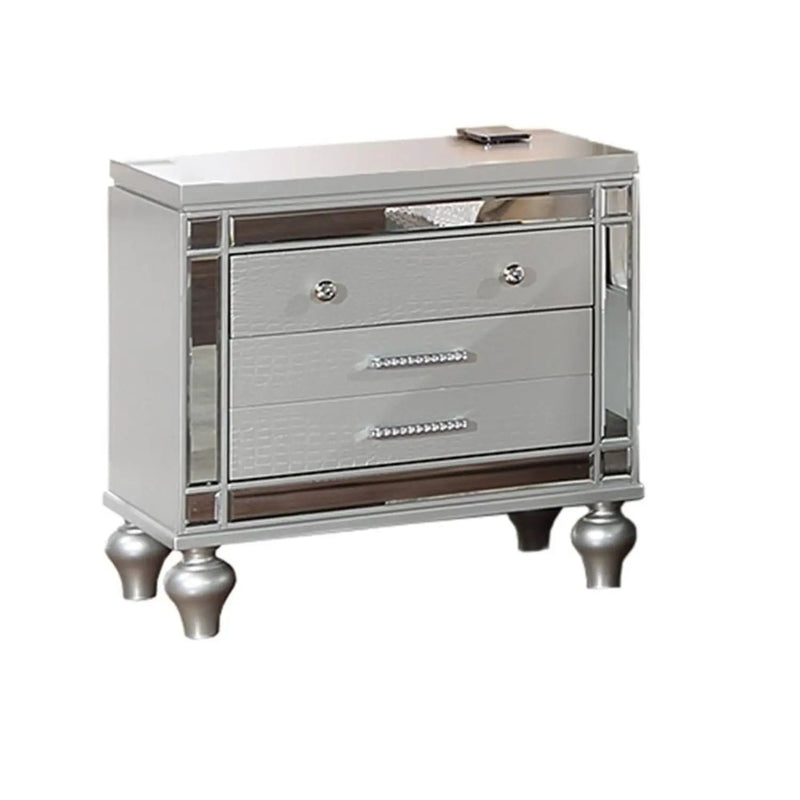 3 Piece Bedroom Set, Sleek Modern Bed With LED Nightstands by HouseOfZazla