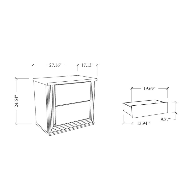 Moon - Marble Nightstand With LED - White by Unique Piece Furniture