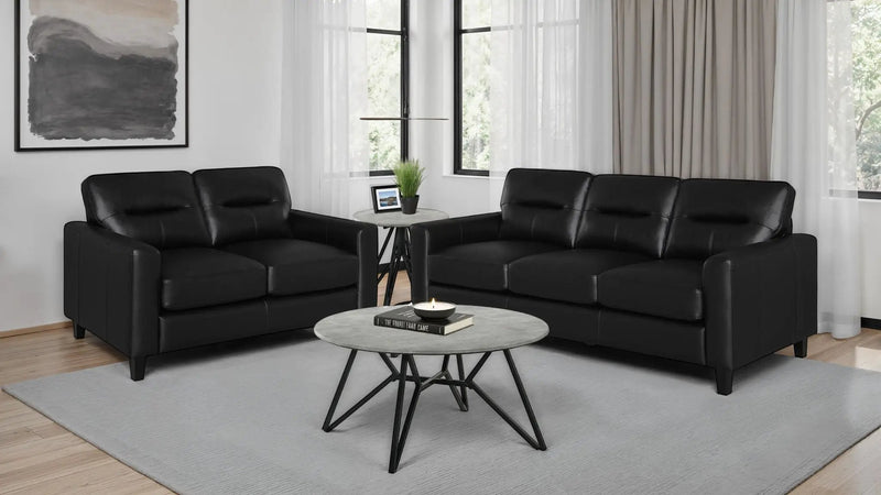 Scotland 2-piece Faux Leather Upholstered Sofa Set Black by Unique Piece Furniture