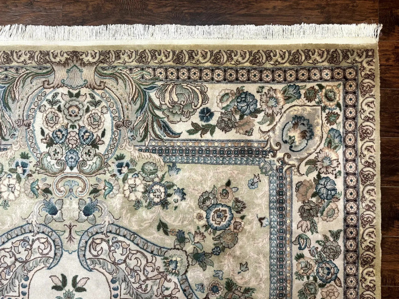Pak Persian Rug 8 x 10.6, Elegant Oriental Carpet, Floral Medallion, Vintage Handmade Wool Rug, FIne 240 KPSI by Jewel Rugs
