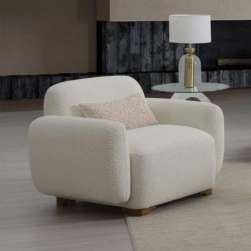 Darius - Chair With Pillow - Beige Boucle by Unique Piece Furniture