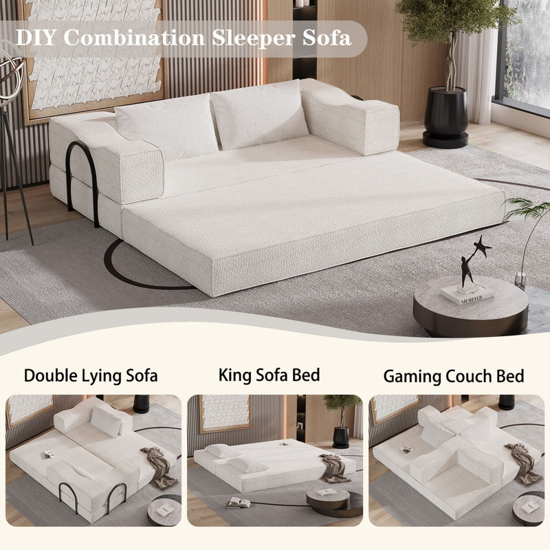 3 Seat Folding Floor Couch & King Size Bed Mattress by HouseOfZazla