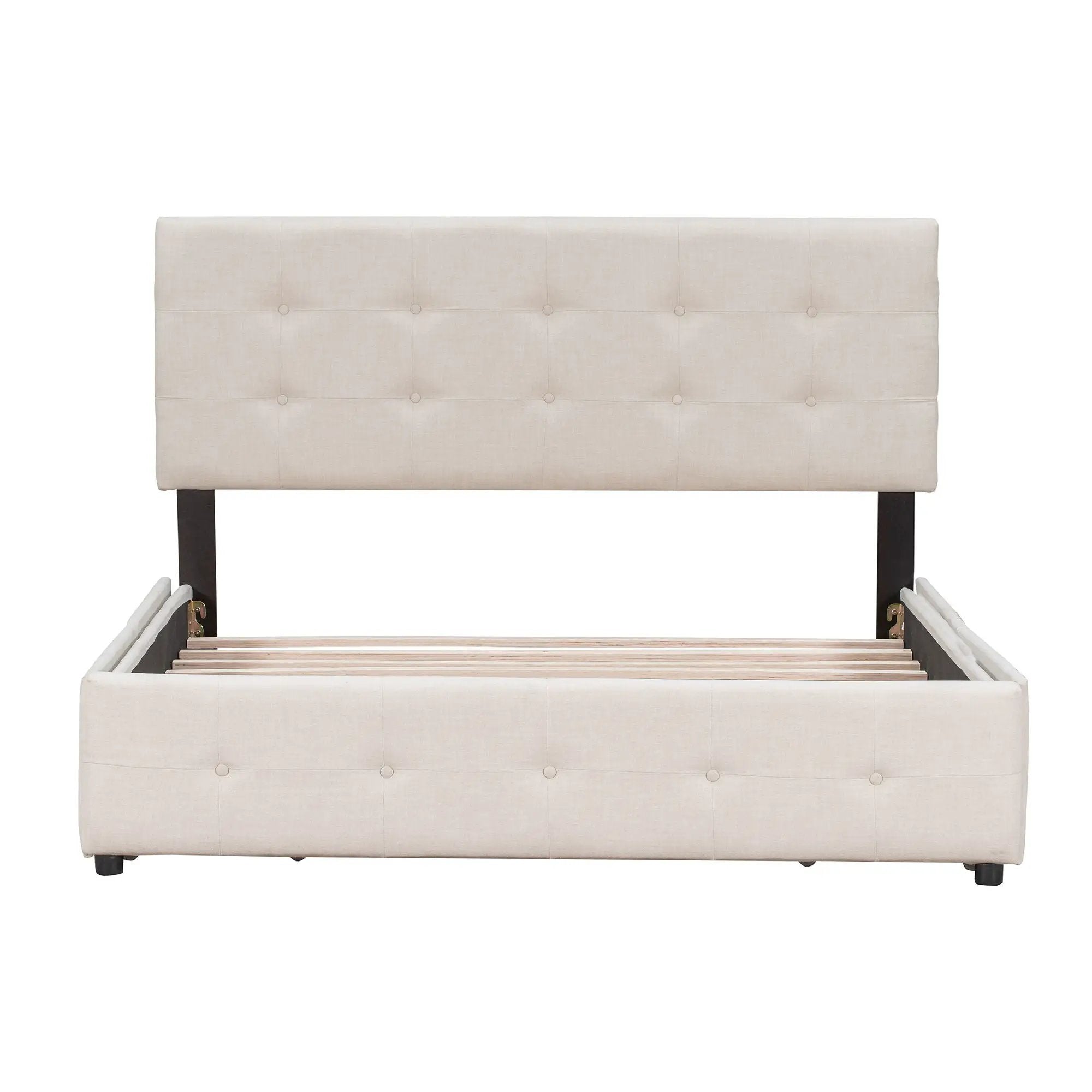 Upholstered Platform Bed With Classic Headboard And Drawers, No Box Spring Needed by Unique Piece Furniture