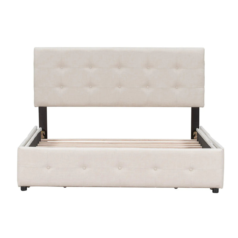 Upholstered Platform Bed With Classic Headboard And Drawers, No Box Spring Needed by Unique Piece Furniture