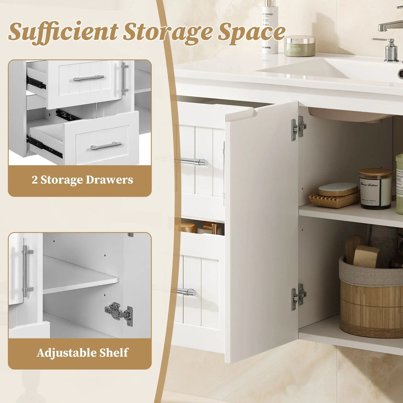 Wall Mounted Bathroom Vanity & Sink, 2 Drawers by HouseOfZazla