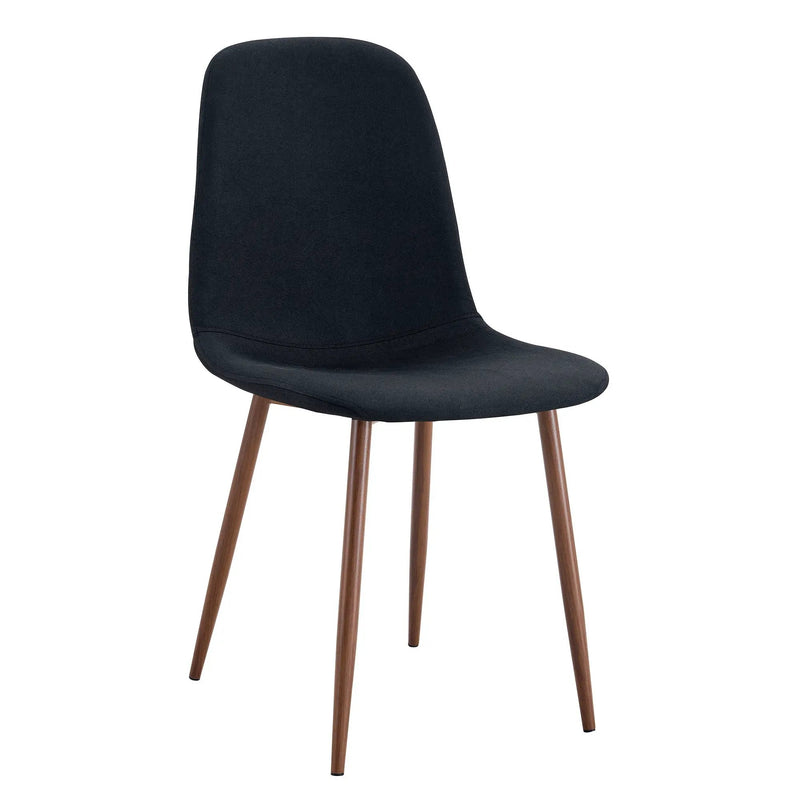 Luxury Simple Chair (Set of 4) Linen Cotton High Resilience Dining Chair With Metal Color Leg - Black / Walnut by HouseOfZazla