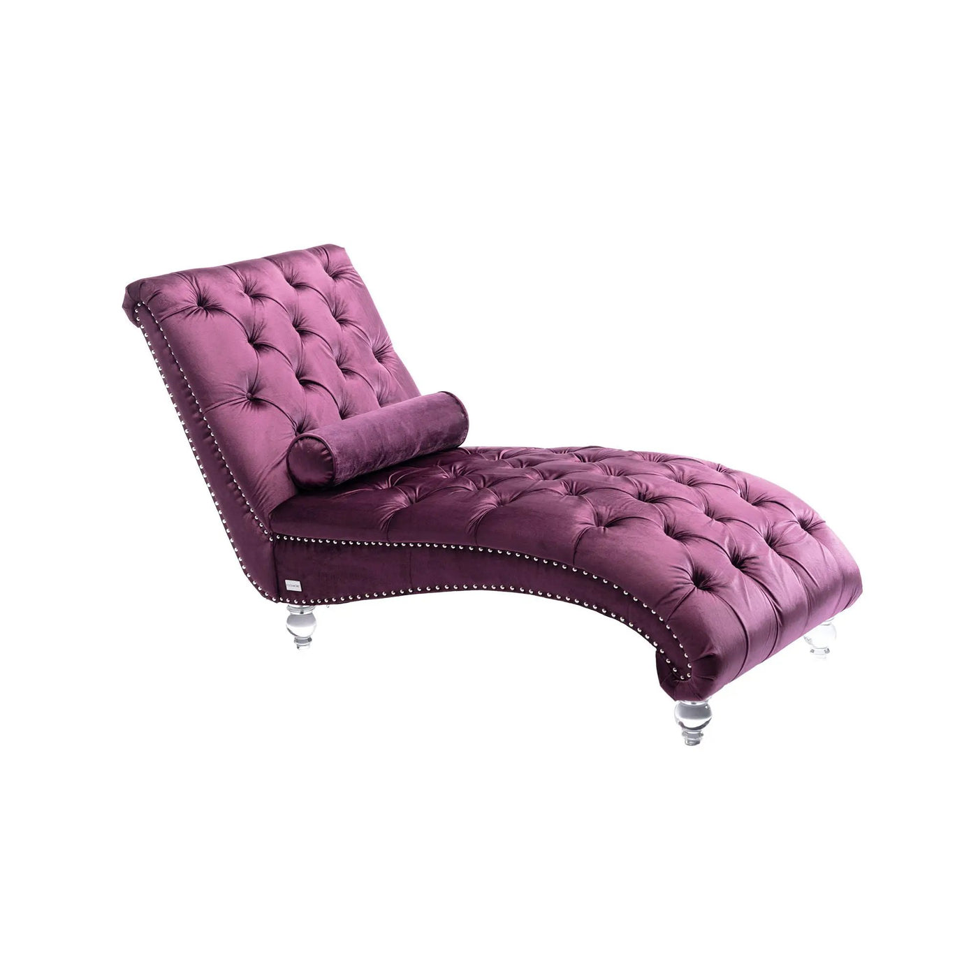 Chaise Lounge Indoor, Button Tufted Upholstered Chaise Lounge Chair With Pillow by HouseOfZazla