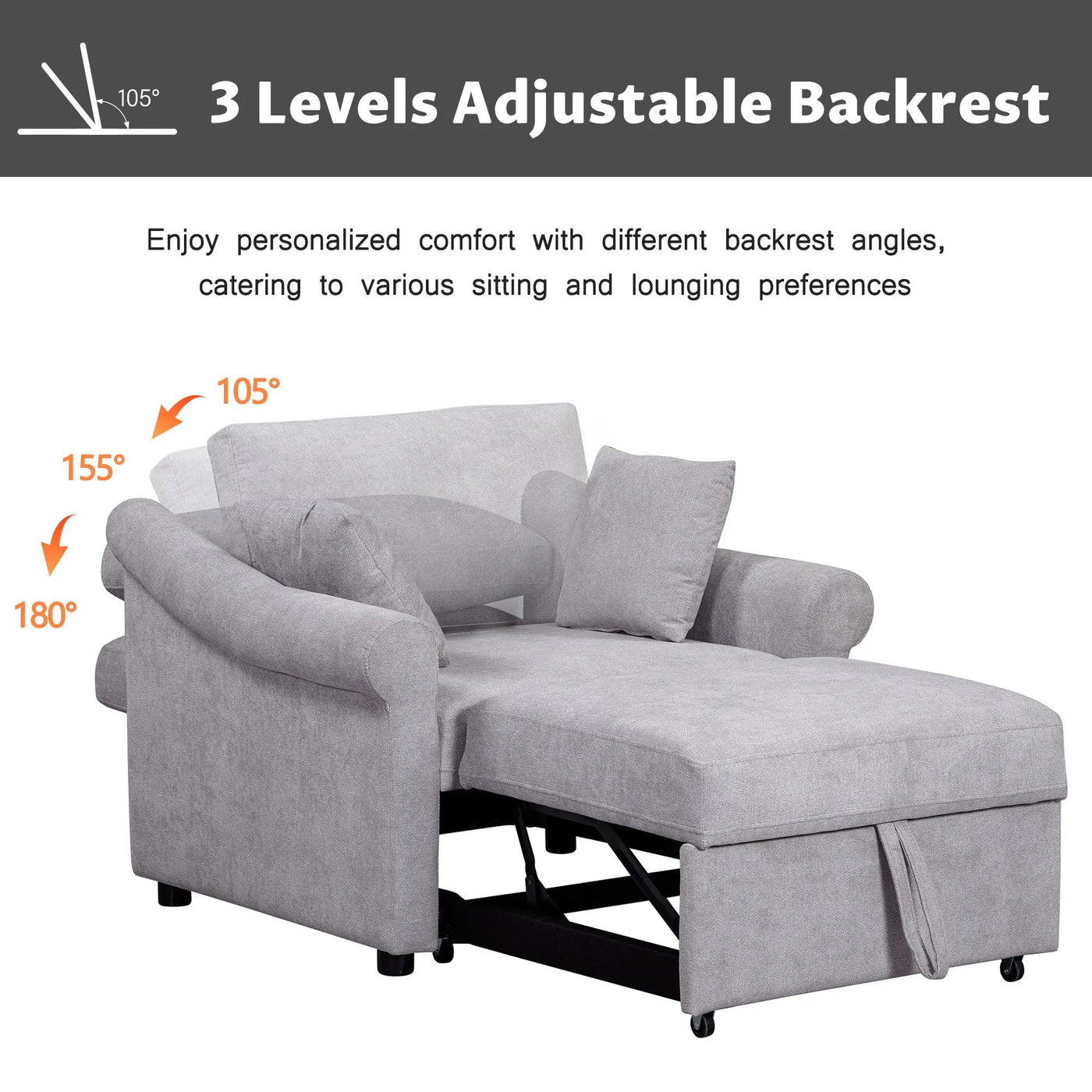 Convertible Sleeper Chair With Adjustable Backrest by HouseOfZazla
