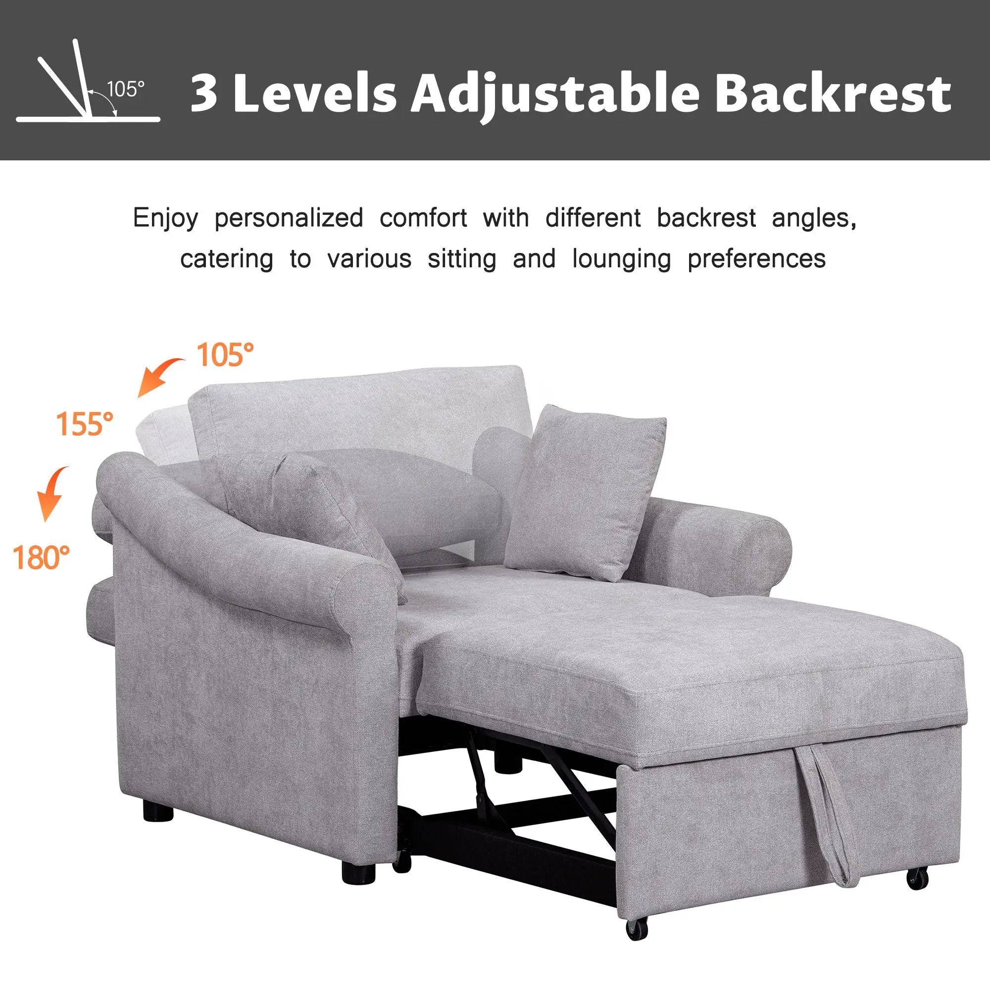Convertible Sleeper Chair With Adjustable Backrest by HouseOfZazla