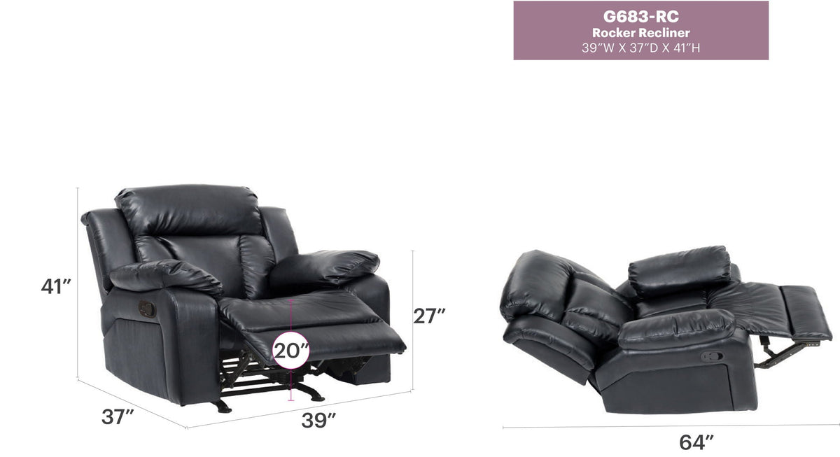 Comfortable Rocking Motion Recliner Chair with Rocking Feature - Dark Gray, White, Black, or Dark Brown, photo 5 of 21