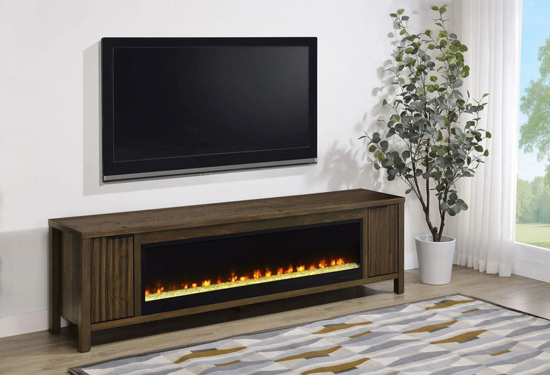 Carey 79-inch TV Stand Fireplace Media Console Dark Pine by Unique Piece Furniture