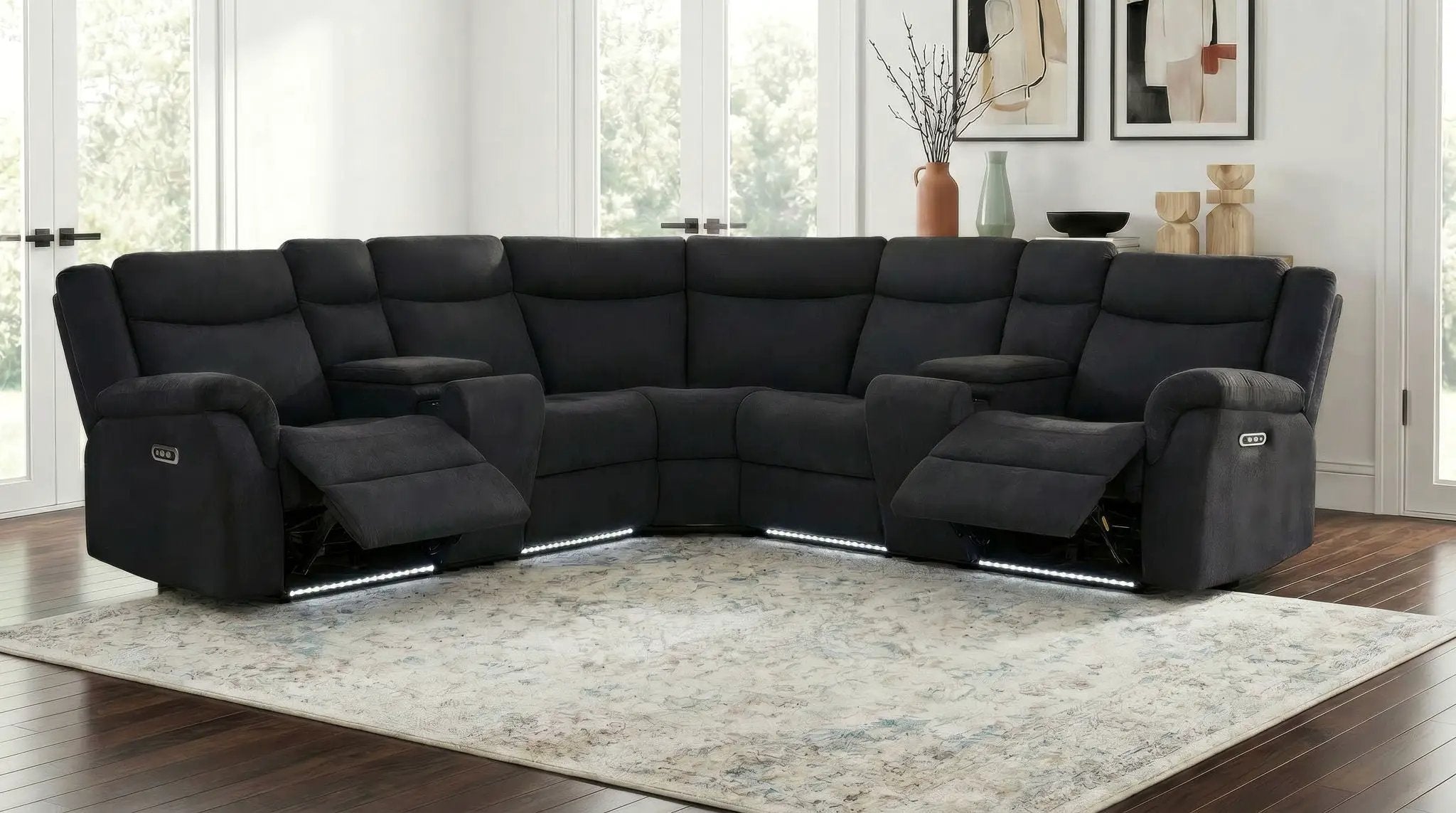Hagen Upholstered Power Reclining Sectional Sofa Steel Grey by Unique Piece Furniture