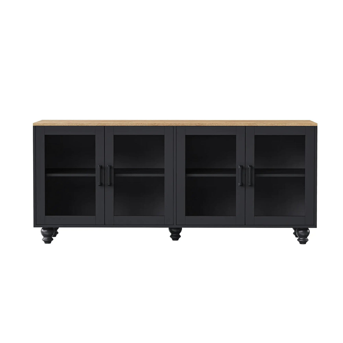 ON-TREND Farmhouse TV Stand with Tempered Glass Doors by HouseOfZazla