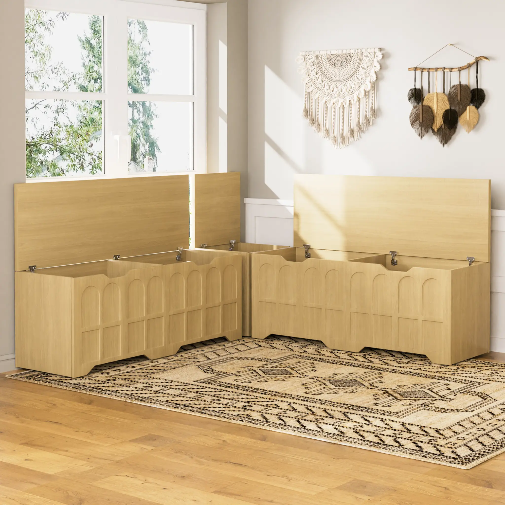 3-Piece L-Shaped Multifunctional Storage Bench by HouseOfZazla