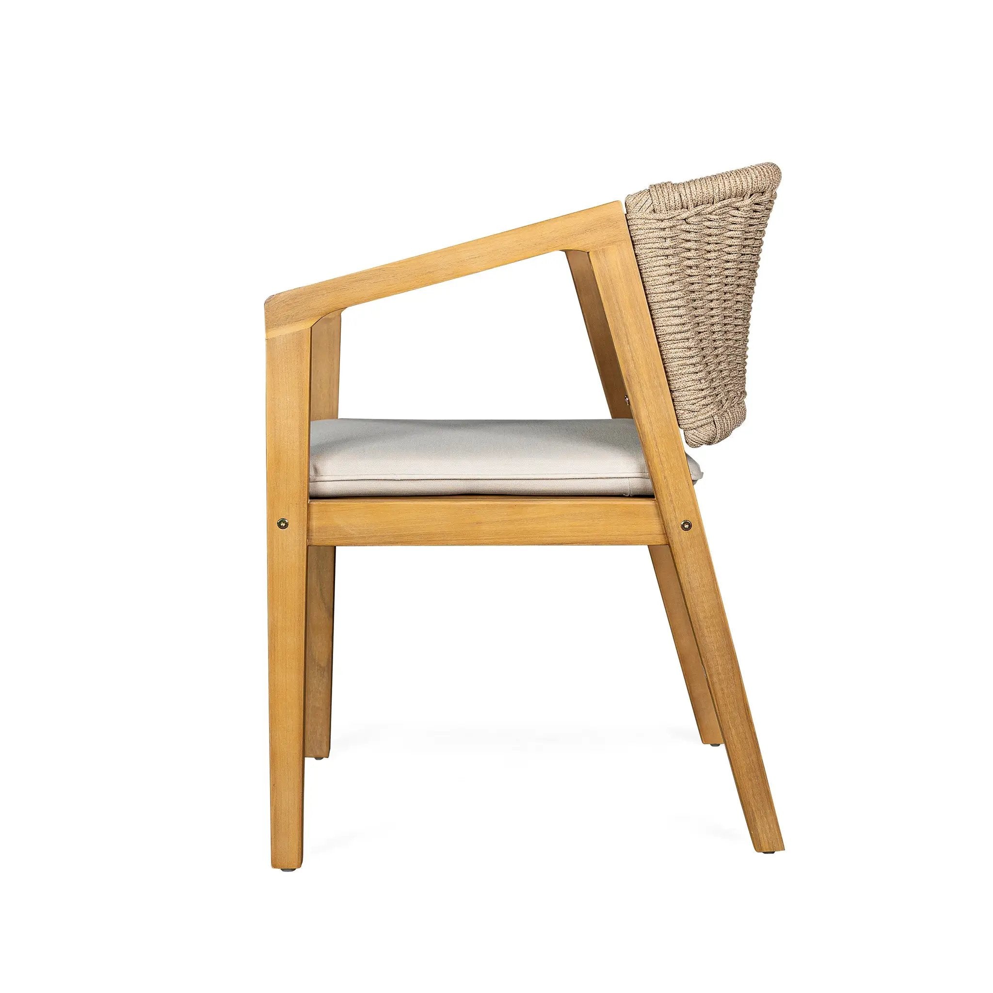 7-Piece Outdoor Dining Set, Acacia Wood Table & 6 Acacia Wood Rope Chairs by HouseOfZazla
