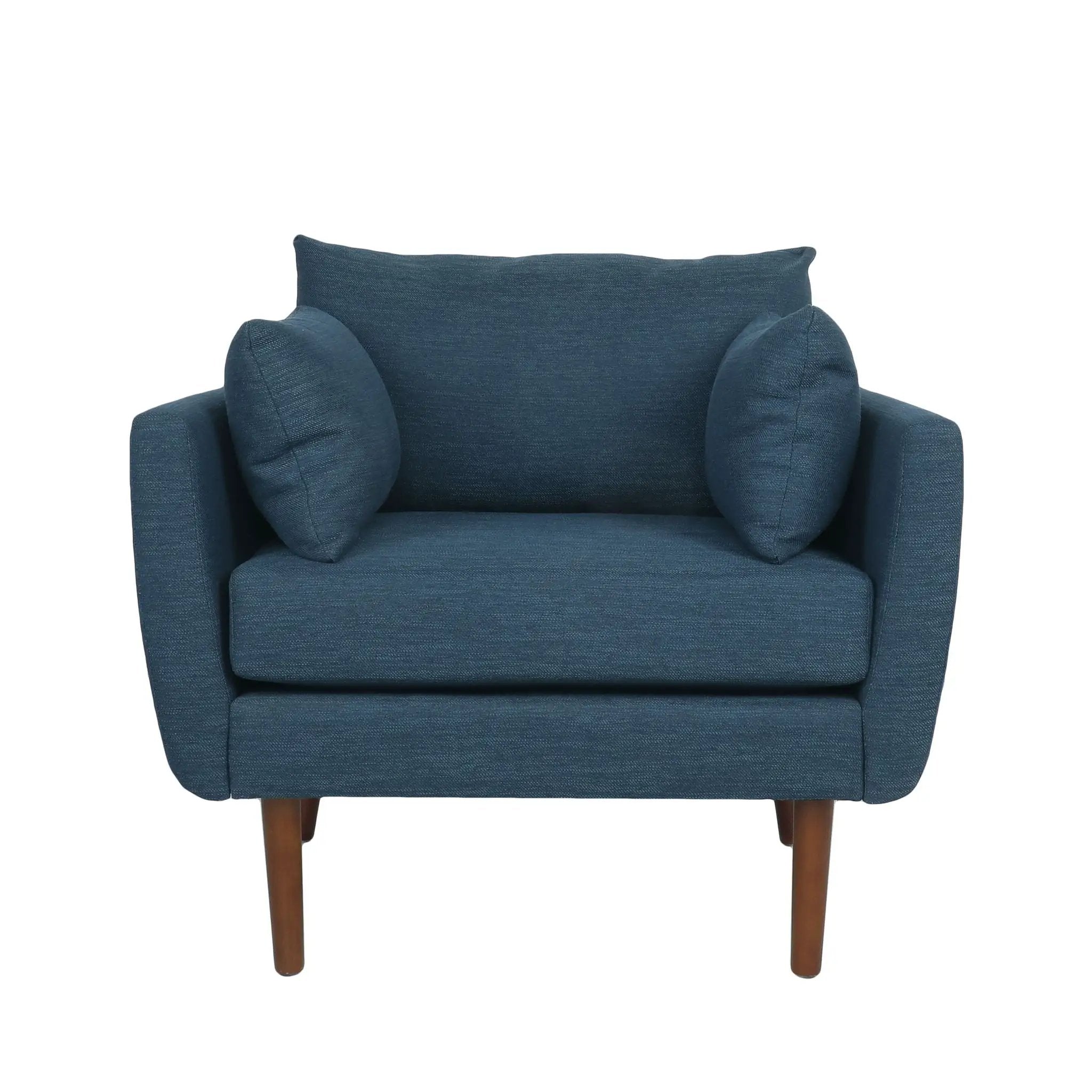 Luminate Upholstered Fabric Club Chair with Tapered Legs and 2 Accent Pillows by HouseOfZazla