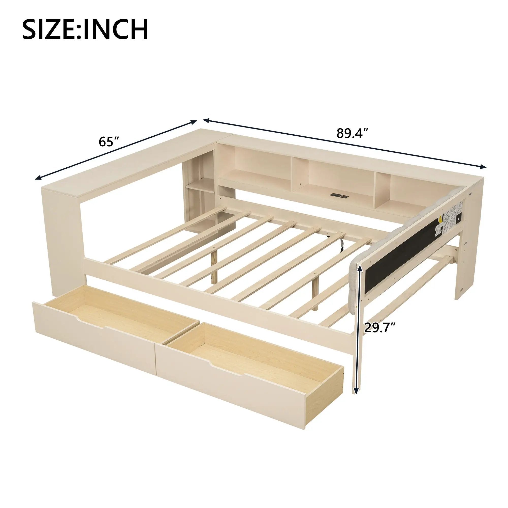 Upholstered Headboard Platform Bed With Storage Shelves, Drawers, Charging Station by Unique Piece Furniture