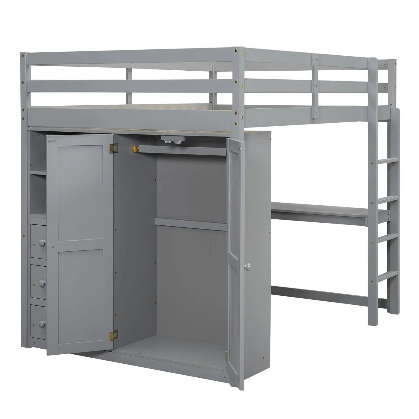 Loft Bed With Built In Wardrobe, Shelves And Drawers by HouseOfZazla