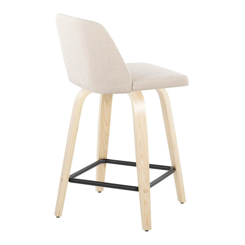 Toriano - Contemporary Modern Design Fixed Height Counter Stool With Swivel With Square Footrest (Set of 2) by HouseOfZazla