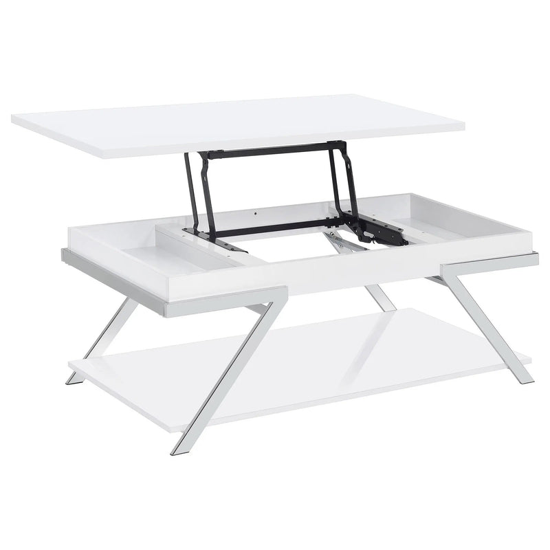 Briana - 2 Piece Coffee And End Table Set With Lift Top Legs - Gloss White by HouseOfZazla