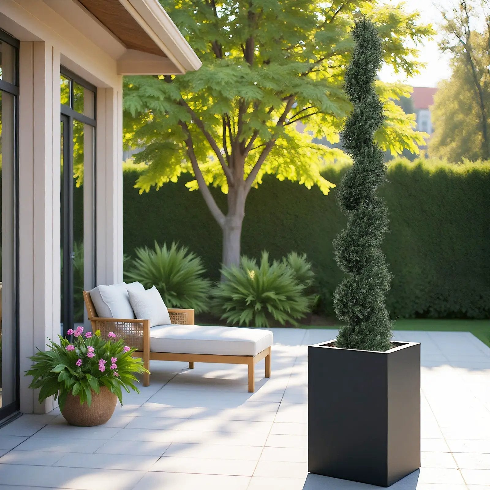 6ft Spiral-Shaped Potted Cedar Tree - 2pcs Artificial Evergreen Set by HouseOfZazla