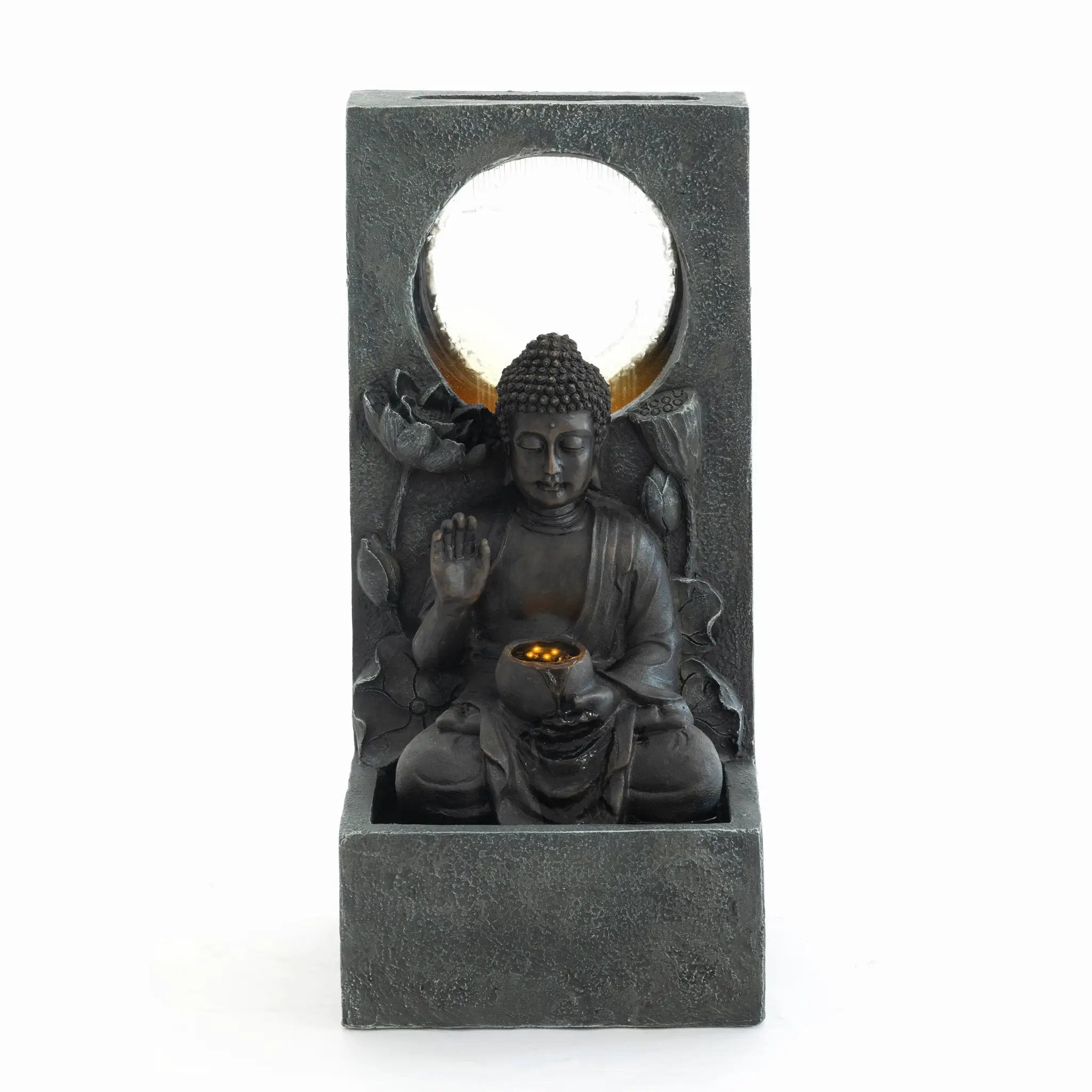 28" H Outdoor Buddha Waterfall Fountain by HouseOfZazla