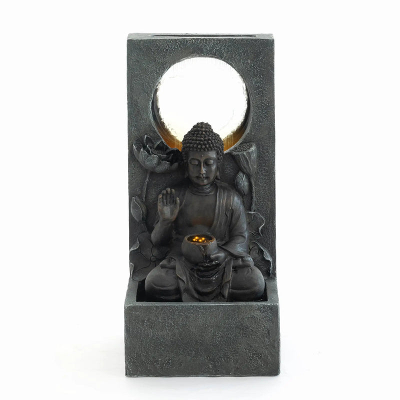 28" H Outdoor Buddha Waterfall Fountain by HouseOfZazla