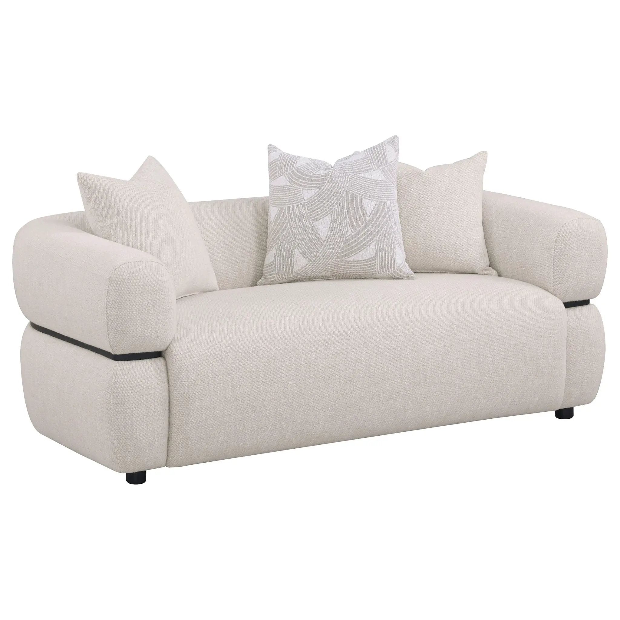 Jeanette 2-piece Fabric Upholstered Round Arm Sofa Set Beige by Unique Piece Furniture