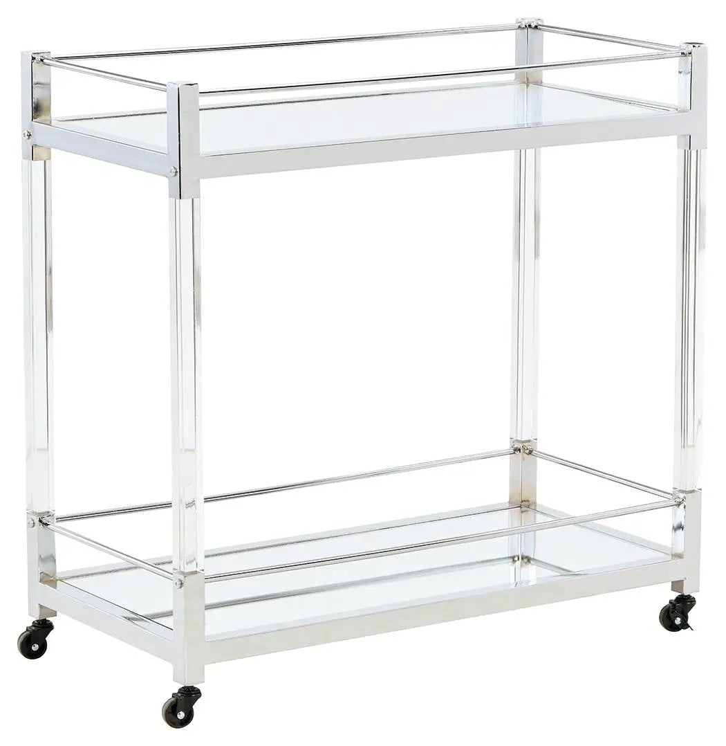 Chaseton - Bar Cart - Clear / Silver Finish by Unique Piece Furniture
