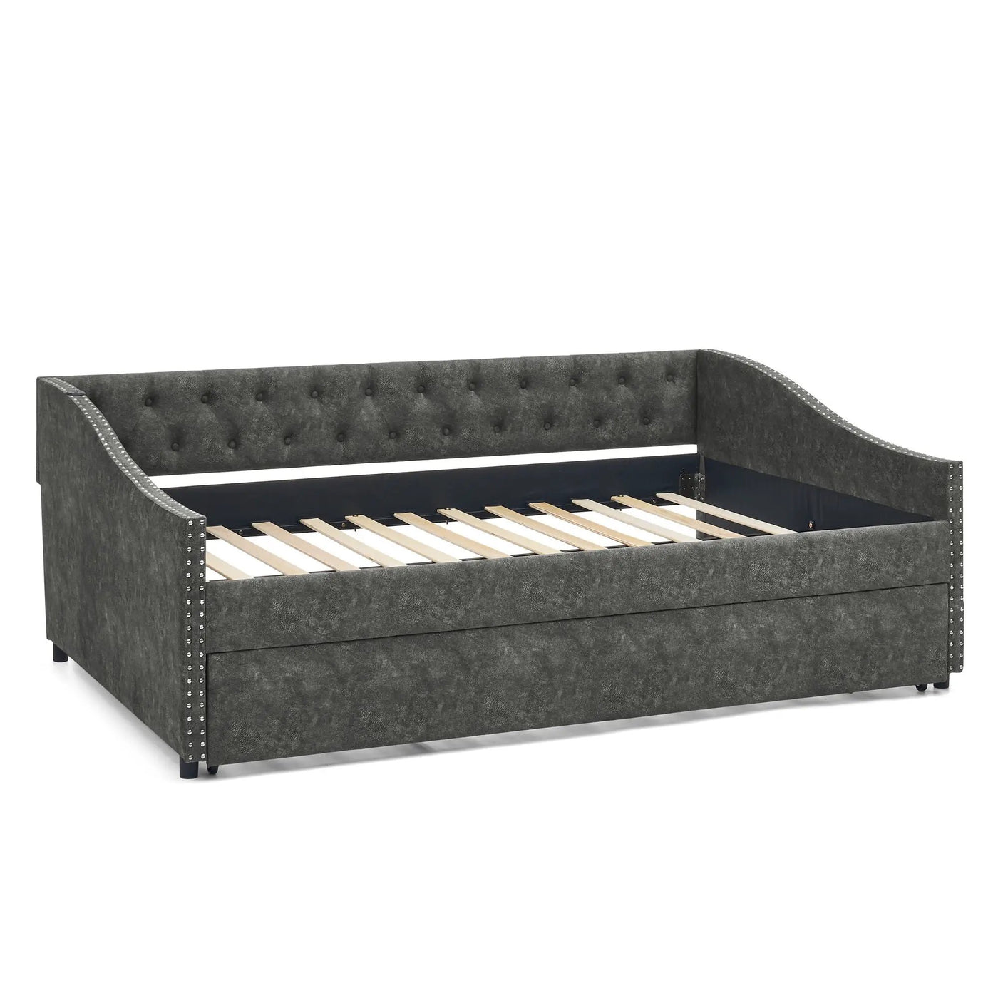 Upholstered Daybed With USB Charging & Pull Out Bed by HouseOfZazla