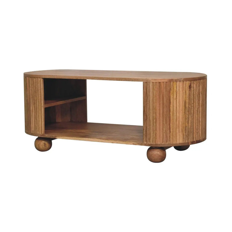 Solid Wood Soba Ball Coffee Table, Open Storage by HouseOfZazla