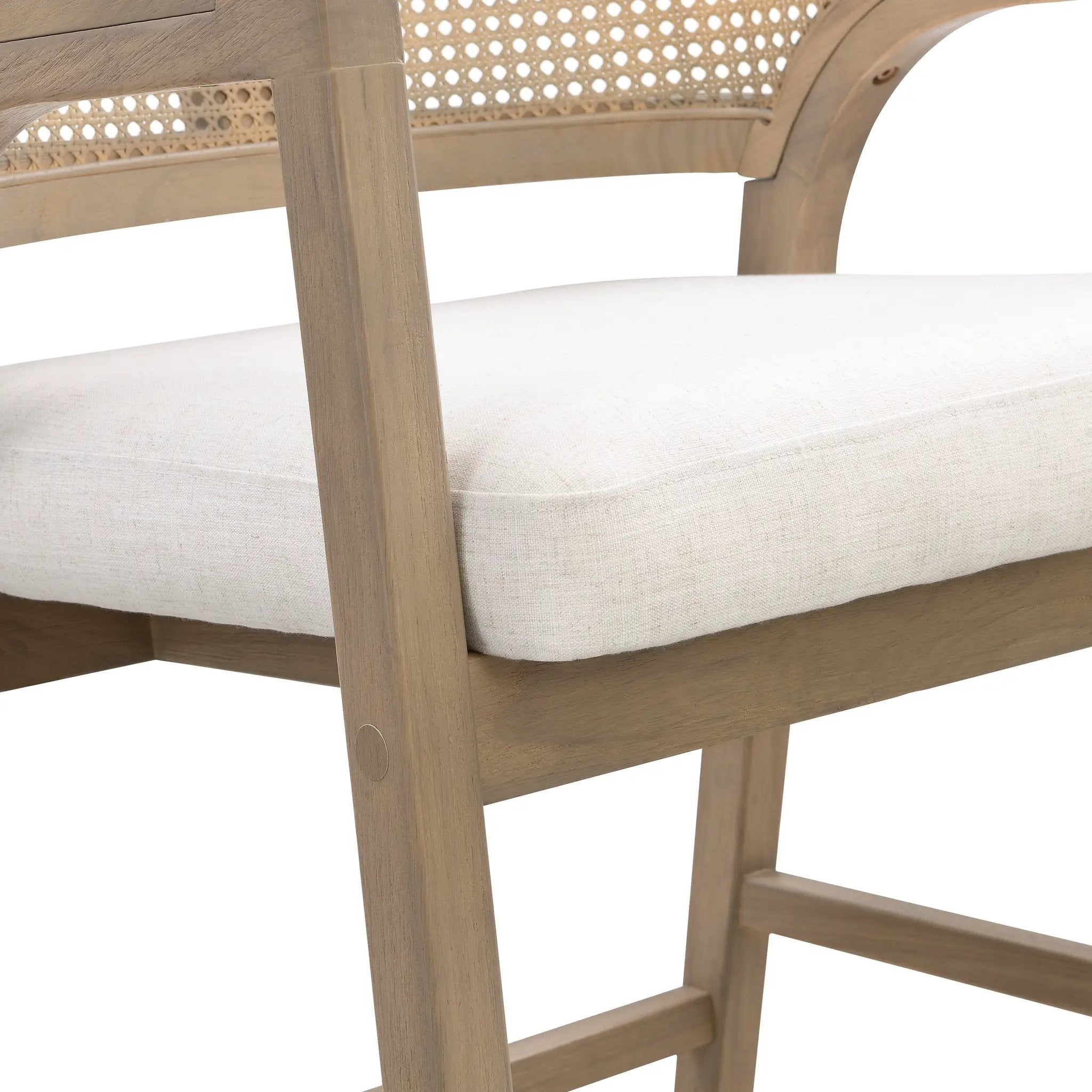 Wooden Frame Counter Stool with Rattan Back - Set of 2 by HouseOfZazla