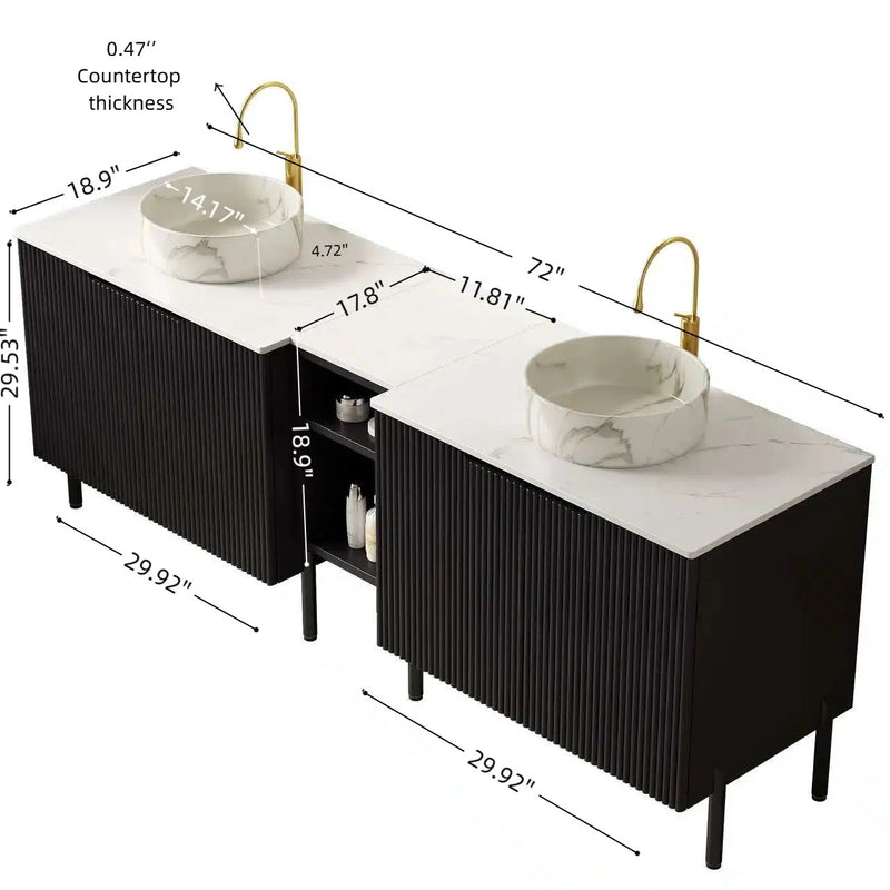 Turio 72" Freestanding Double Bathroom Vanity with Sinks by HouseOfZazla
