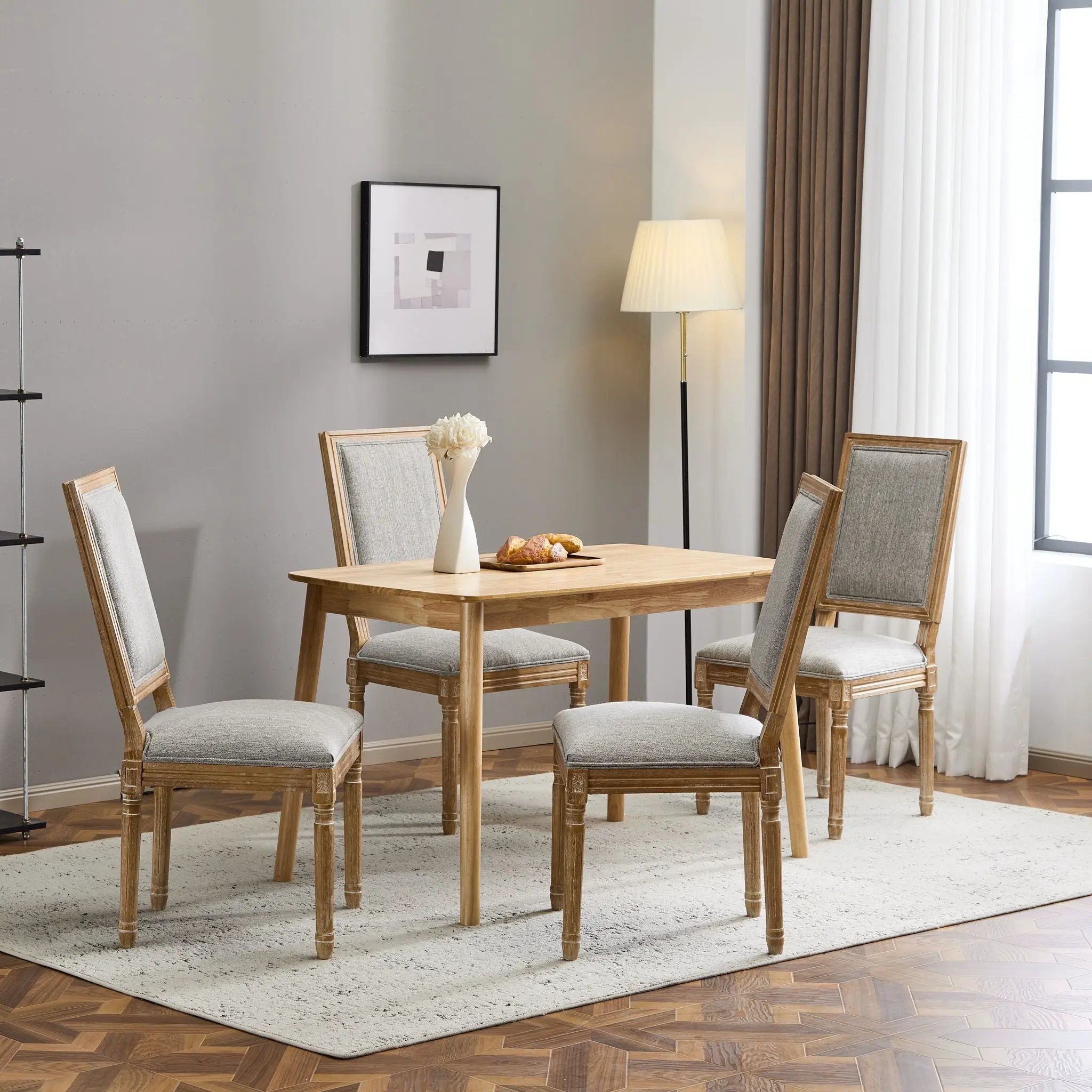 French Country Style Dining Chair With Upholstered Seating And Fluted Legs by HouseOfZazla
