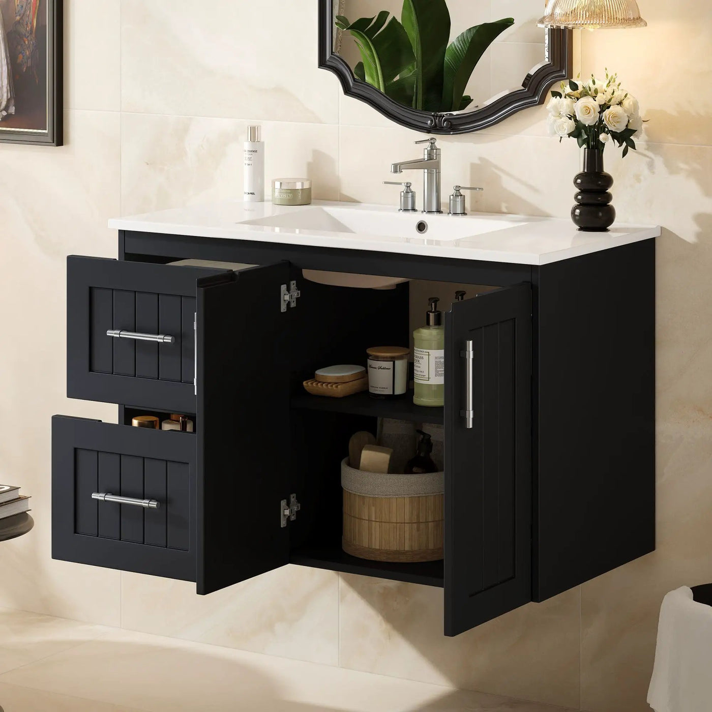 Wall Mounted Bathroom Vanity & Sink, 2 Drawers by HouseOfZazla