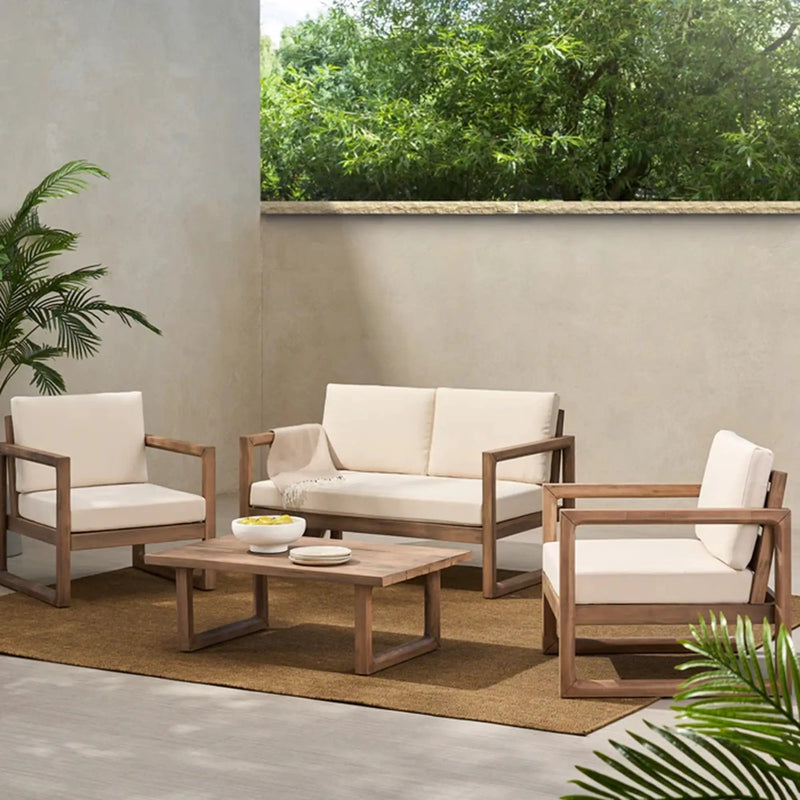 4-Piece Acacia Wood Patio Furniture Set by HouseOfZazla