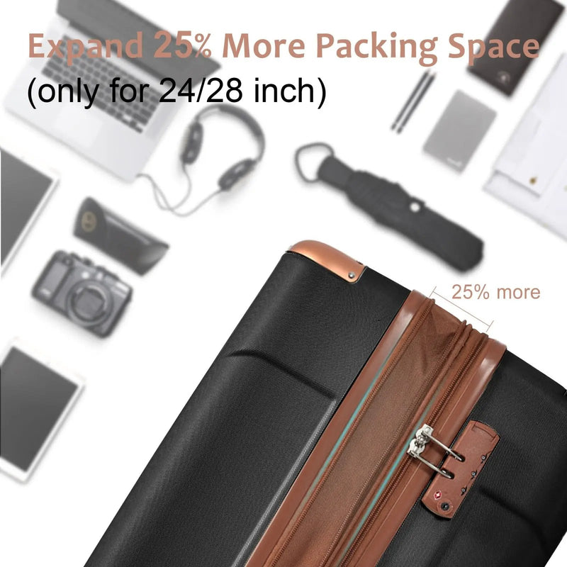 Lightweight Durable ABS Hardshell Luggage - 24 Inch by HouseOfZazla