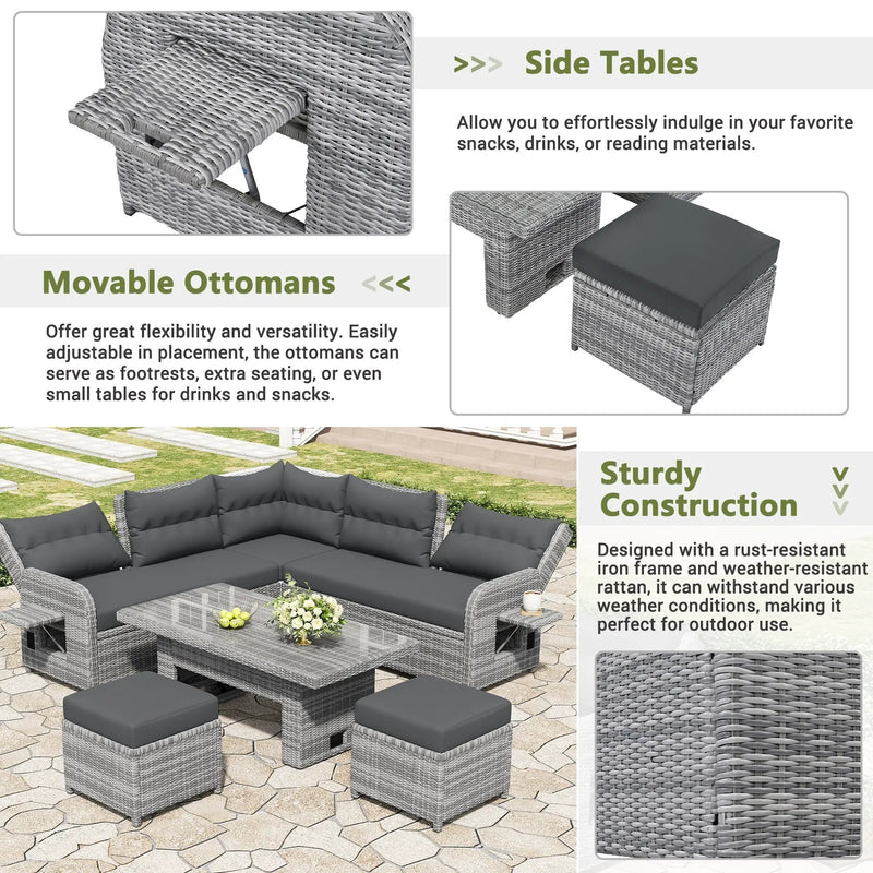 Outdoor Furniture Set Patio Rattan with Recliners and Tables by HouseOfZazla