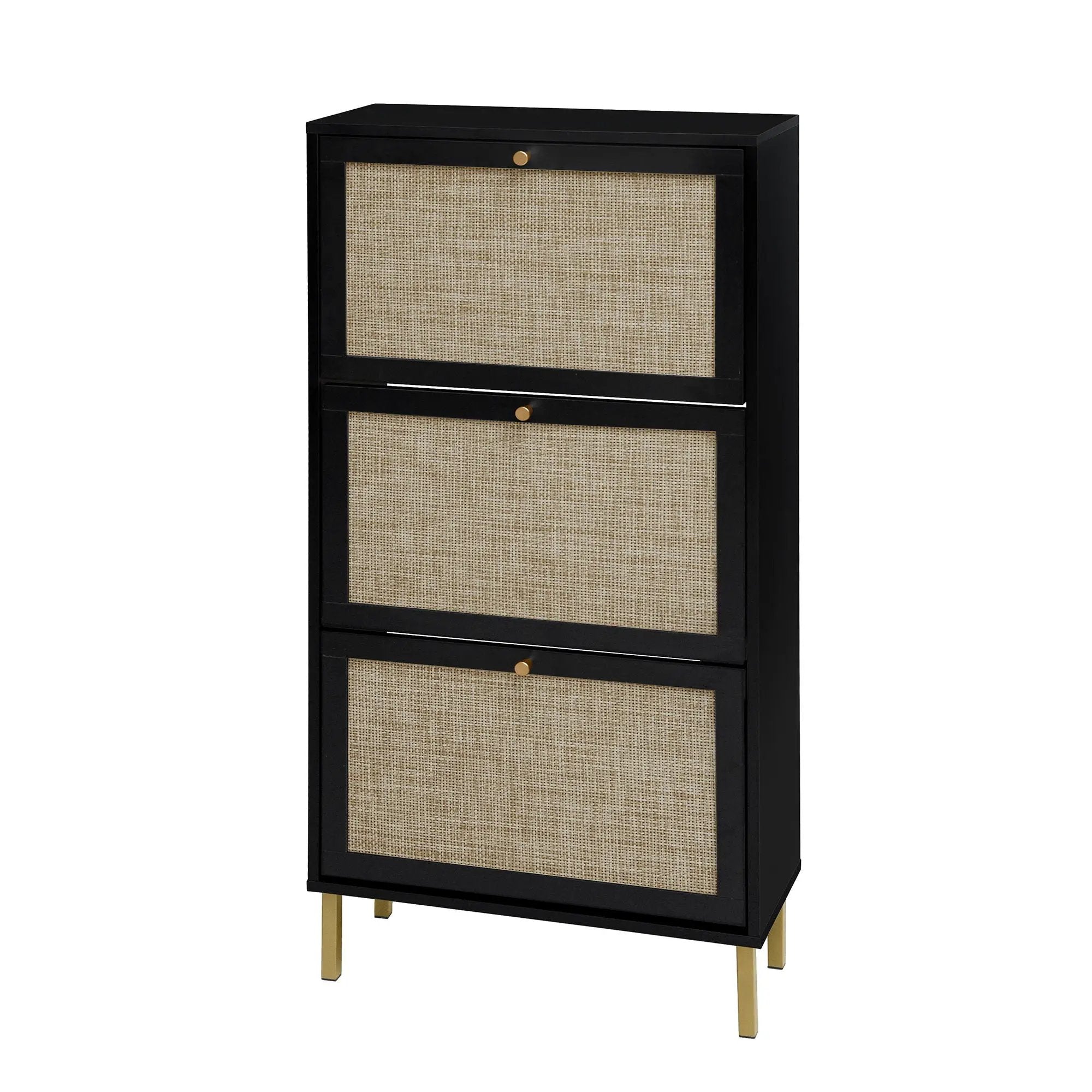Modern Rattan 3 Door Shoe Rack Cabinet For Entryway by Unique Piece Furniture