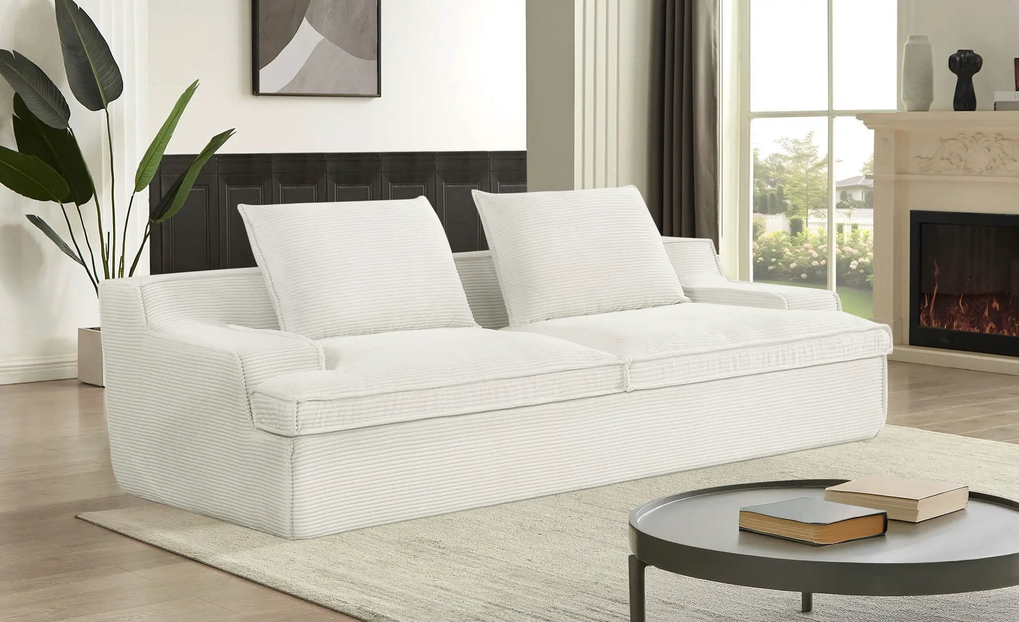 Nimbus - Oversized Full Foam 4 Seater Couch For Living Room Upholstered In Soft, Wide Armrests by HouseOfZazla