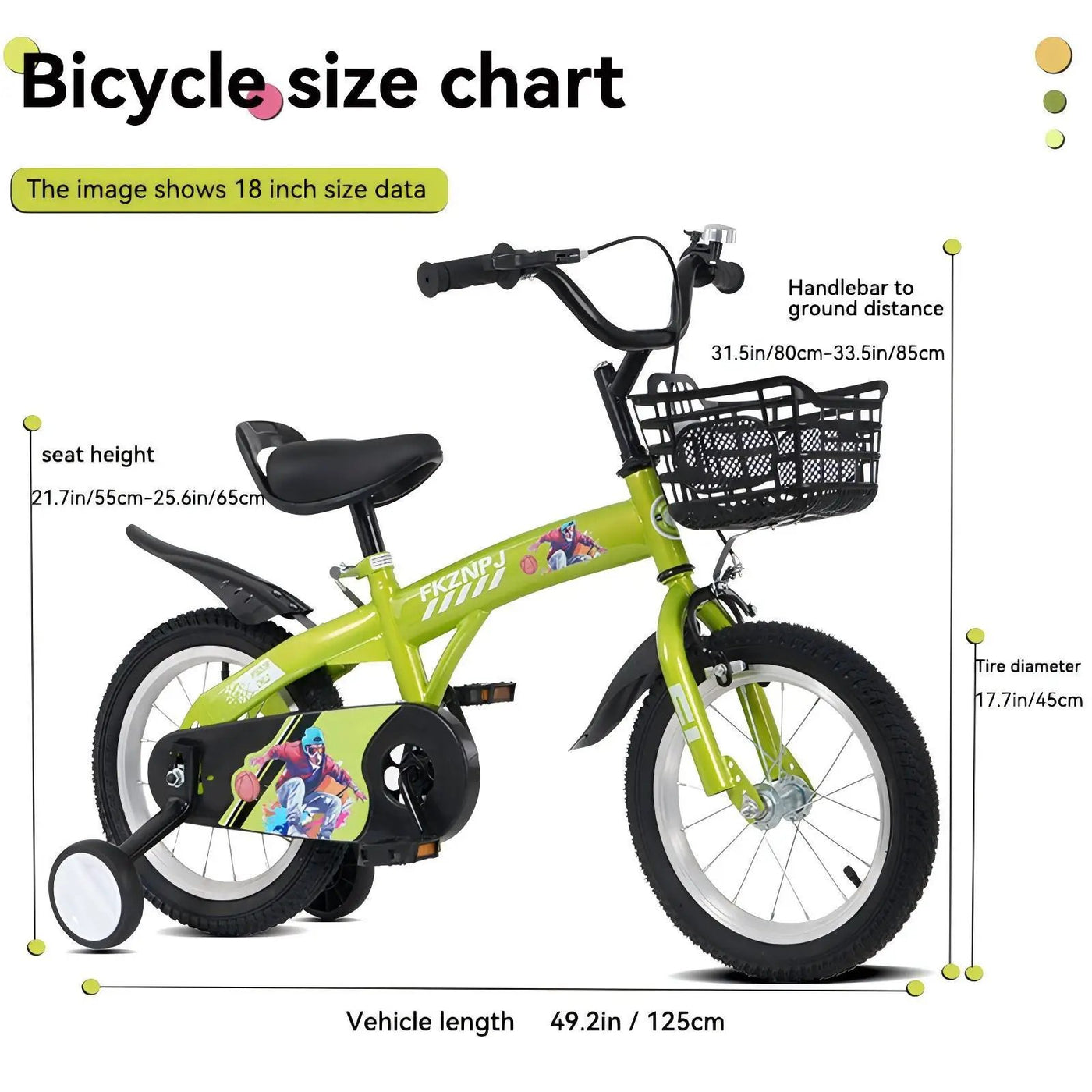 Fkznpj - 18" Sporty Kids Bike With Training Wheels And Stand Adjustable Saddle Suitable For Boys And Girls Aged 5 - 10 Years Tall Height 39 - 49" Available In A Variety Of Colors by HouseOfZazla