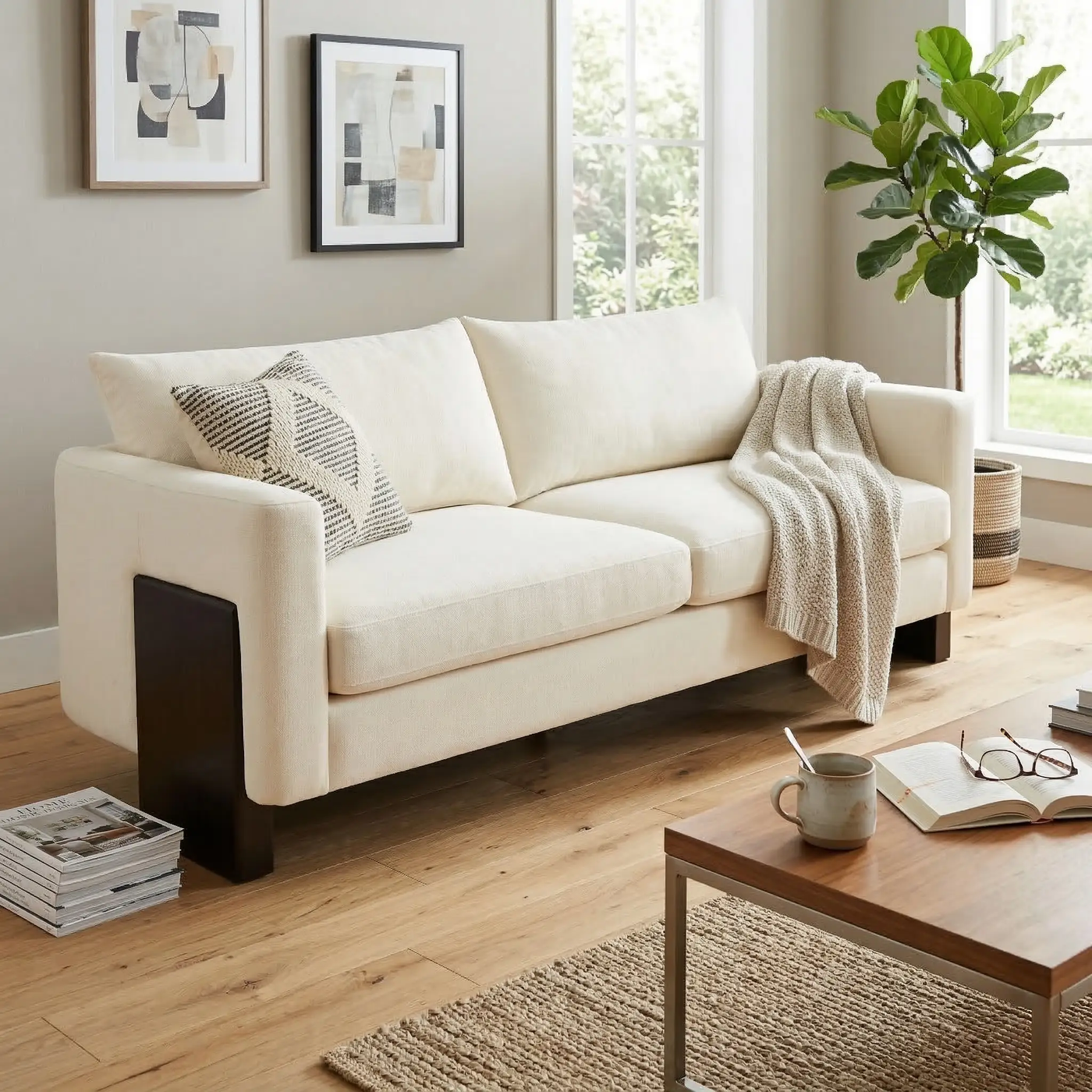 Modern Sofa Couch Stylish 3-Seater Sofa with Rubberwood Legs by HouseOfZazla