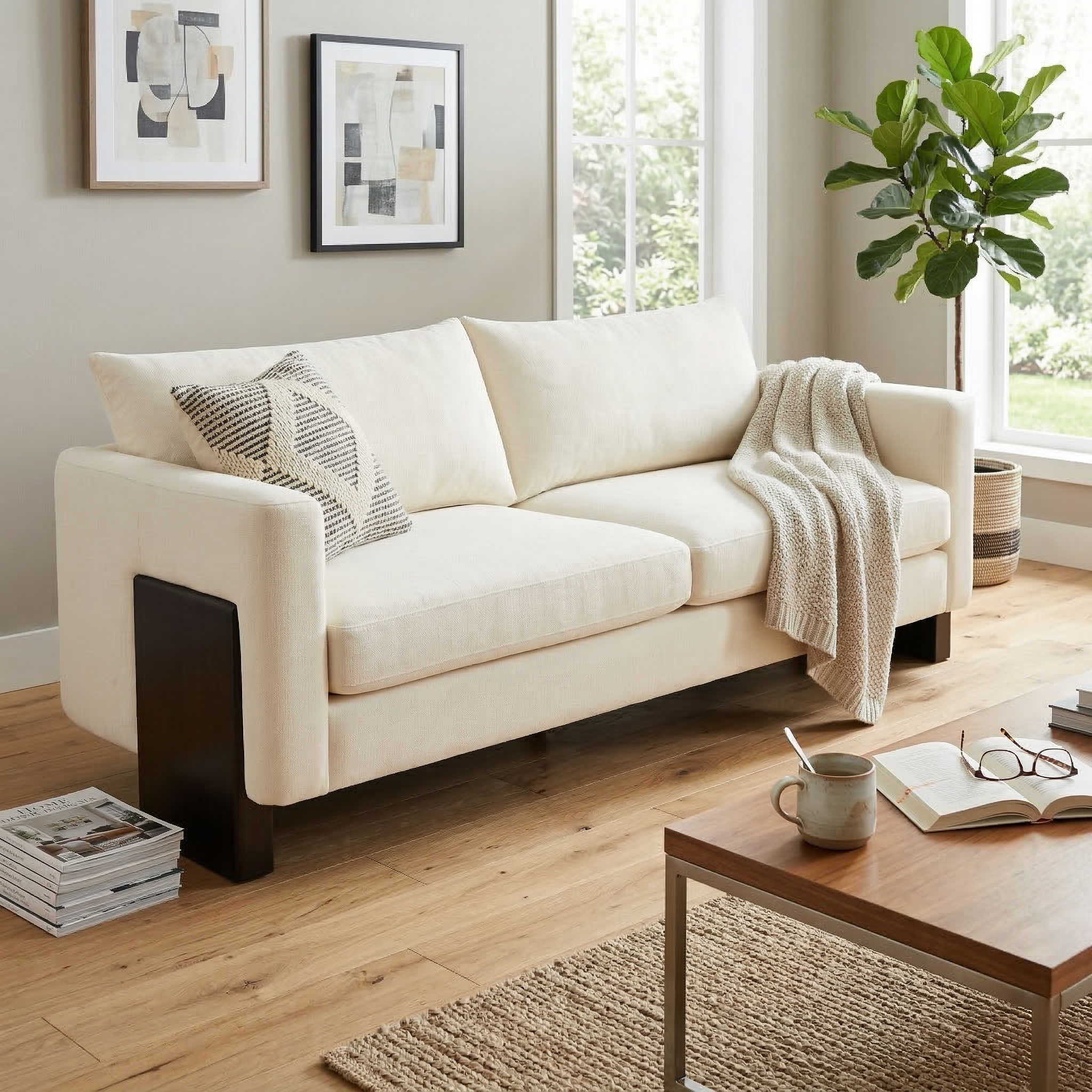 Modern Sofa Couch Stylish 3-Seater Sofa with Rubberwood Legs by HouseOfZazla