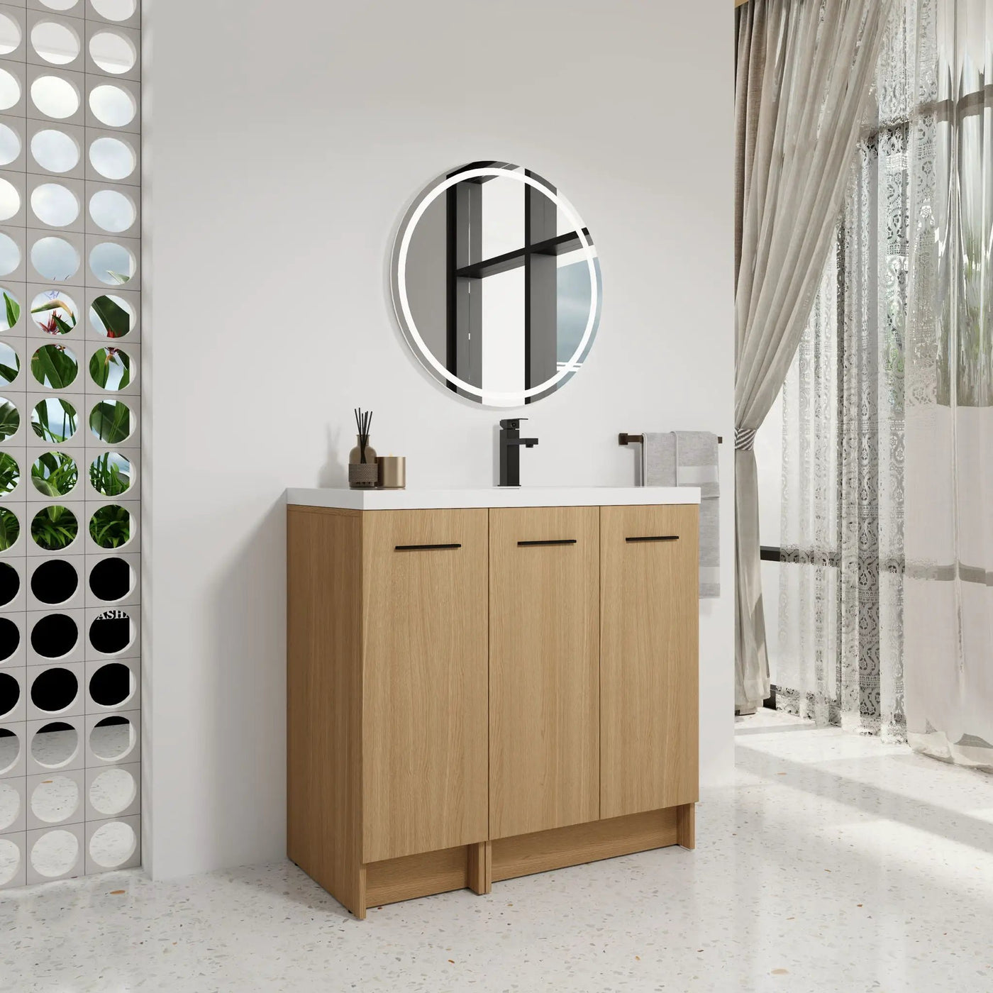 Wall Mounted Floating Bathroom Vanity With Sink, 3 Door Modular Cabinet by Unique Piece Furniture