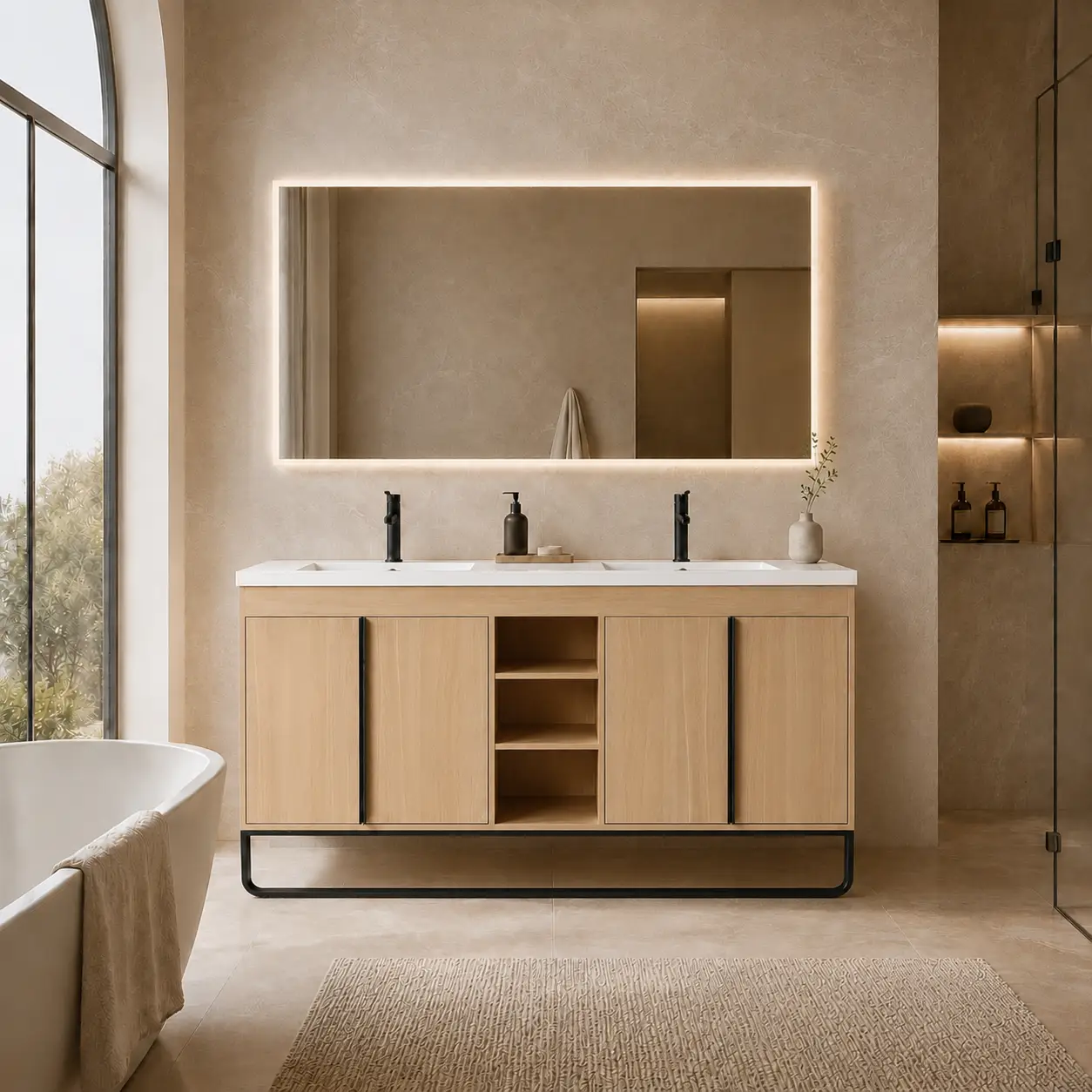 60" Freestanding Bathroom Vanity With Resin Double Sink by HouseOfZazla